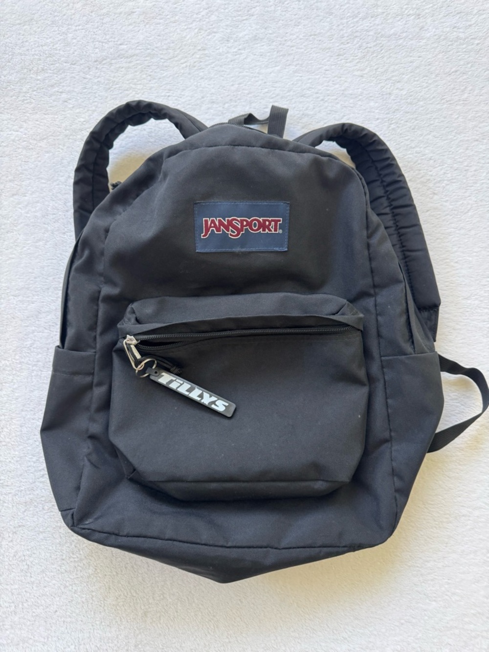 Jansport Black Men's Backpack with Front Zip Pocket & Side Pockets